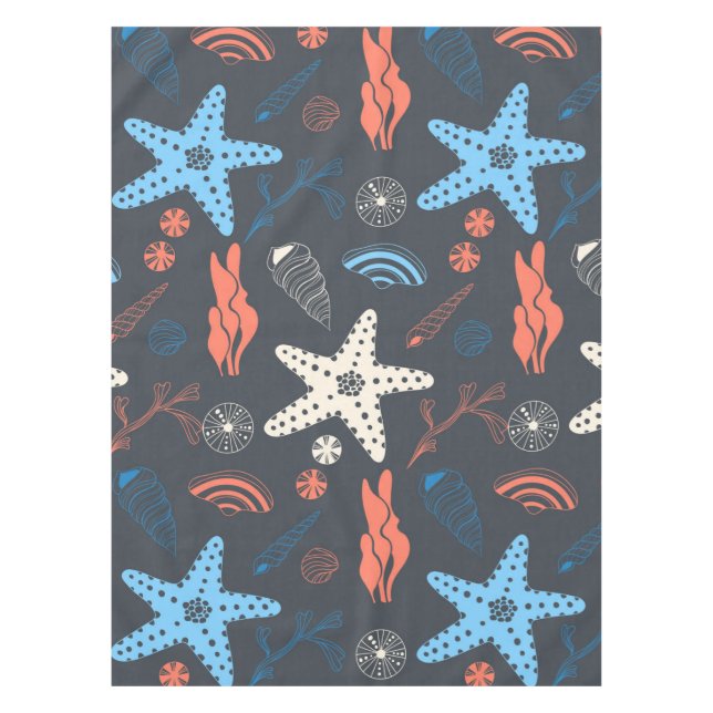 Toalha De Mesa Padrão sem costura com conchas marinhas (Frente)