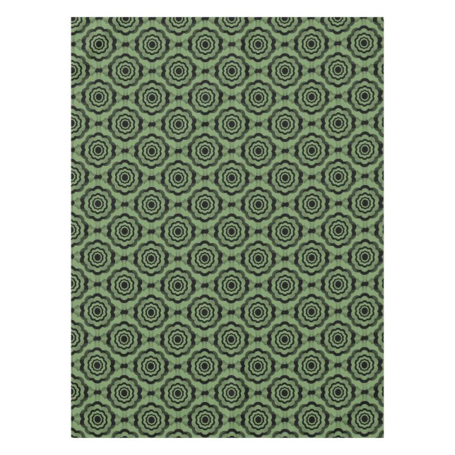 Toalha De Mesa Padrão Sem Costura Flor Verde Preta (Frente)