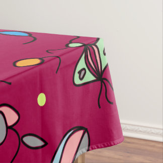 Toalha De Mesa Padrão sem costura floreal e borboleta - rosa