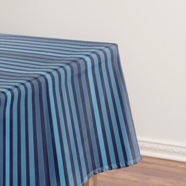 Toalha De Mesa Padrão simples listrado azul retrô (Posição Original)