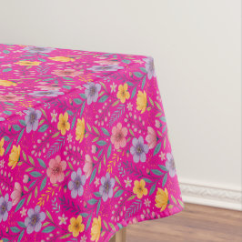 Toalha De Mesa Padrão simples rosa de flor silvestre