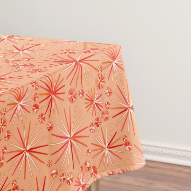 Toalha De Mesa Padrão Sputnik do meio século, Sombras de Coral (Posição Original)