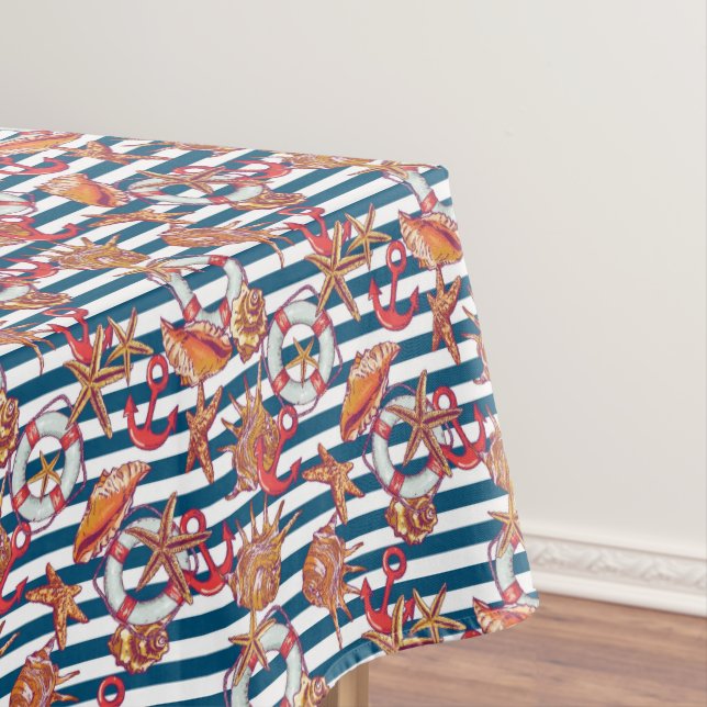 Toalha De Mesa Padrão Starfish E Stripes (Posição Original)