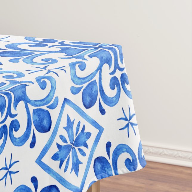 Toalha De Mesa Padrão Toile Francês Azul (Posição Original)