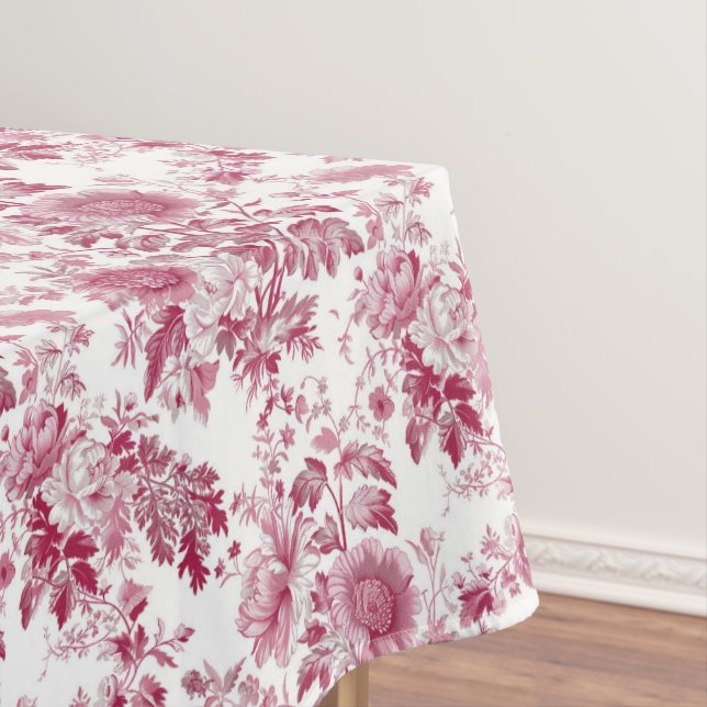Toalha De Mesa Padrão Toile Rosa (Posição Original)