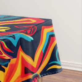 Toalha De Mesa Padrão Tribal de Huichol, Abstrato, vibrante