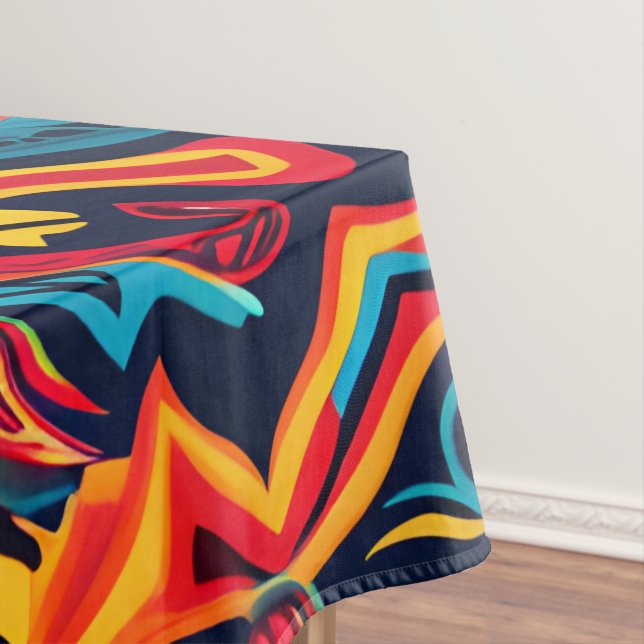 Toalha De Mesa Padrão Tribal de Huichol, Abstrato, vibrante (Posição Original)