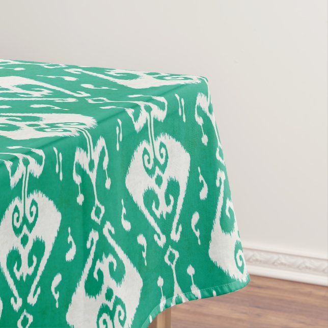 Toalha De Mesa Padrão tribal de ikat verde texturizado moderno (Posição Original)