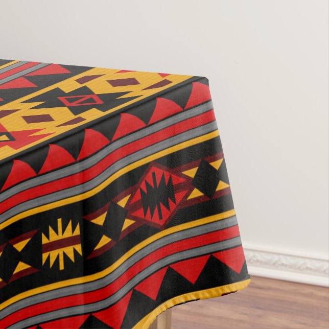 Toalha De Mesa Padrão Tribal Dourado Vermelho Design do Sudoeste (Posição Original)