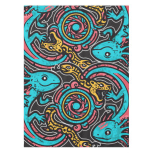 Toalha De Mesa Padrão tribal mitologia boho Xolotl Axolote Asteca