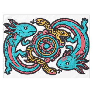 Toalha De Mesa Padrão tribal mitologia boho Xolotl Axolote Asteca