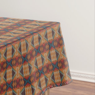Toalha De Mesa Padrão Tribal Vermelho Castanho Laranja Azul Cast