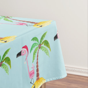 Toalha De Mesa Padrão tropical de Natal do Whimsical Pink Flaming