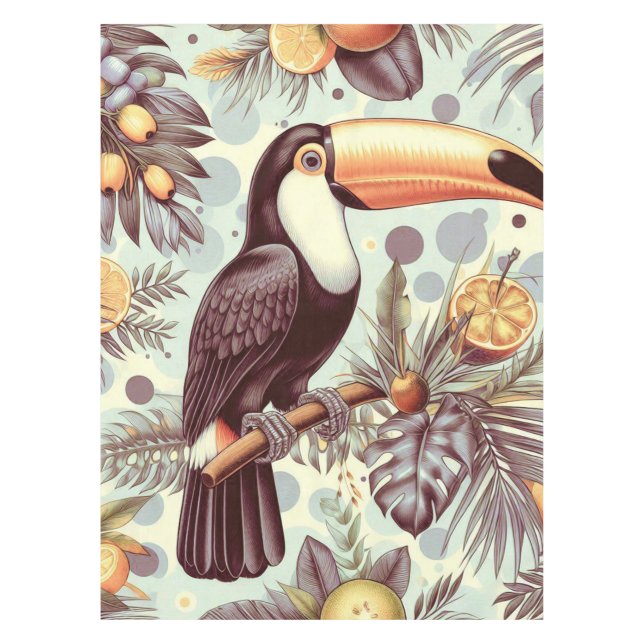 Toalha De Mesa Padrão tropical Vintage Toucan (Frente)