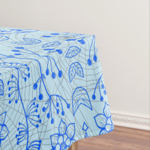 Toalha De Mesa Padrão vegetal A08.b boho. azul BG