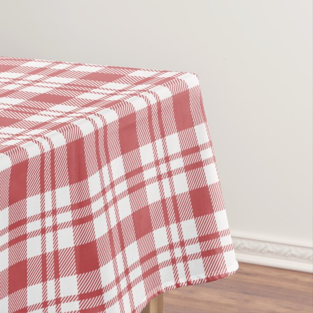 Toalha De Mesa Padrão Verificado Clássico Vermelho e Branco (Posição Original)