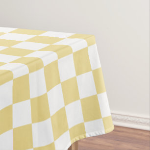 Toalha De Mesa Padrão Verificado Dourado Branco Amarelo-Chic Luxe