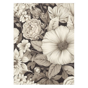 Toalha De Mesa Padrão Vintage Floral Sepia (12)