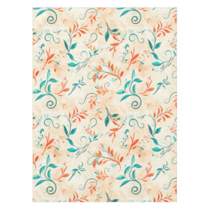 Toalha De Mesa Padrão Whimsical Blue e Red Paisley Leaf (2)