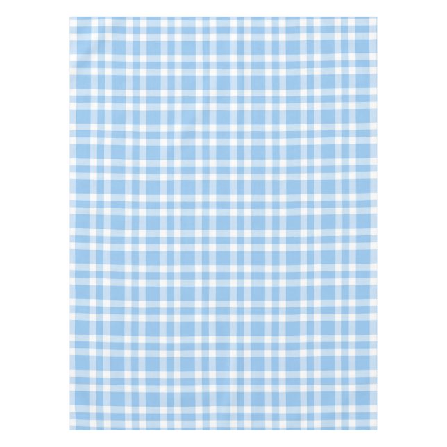 Toalha De Mesa Padrão Xadrez Azul Branco (Frente)