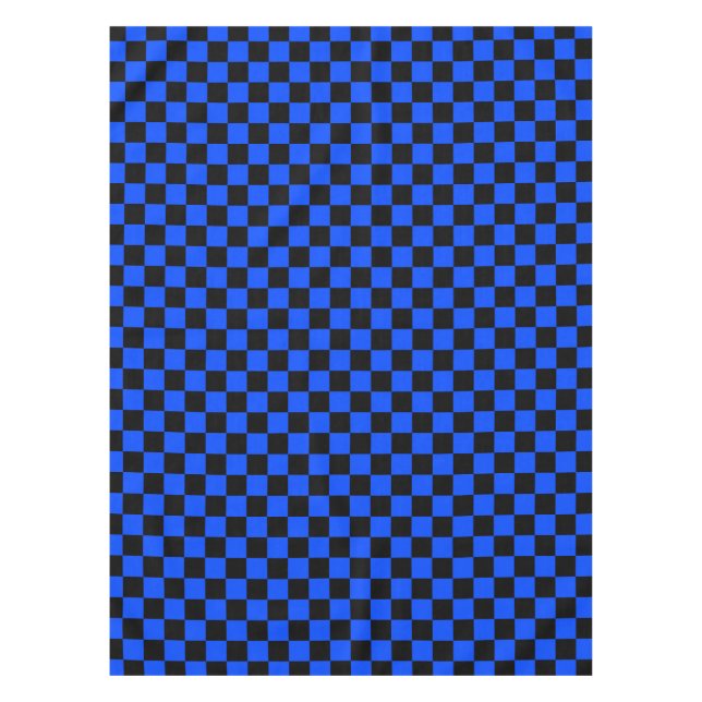 Toalha De Mesa Padrão xadrez azul e preto (Frente)