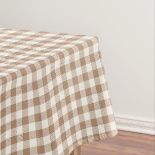 Toalha De Mesa Padrão Xadrez Boho Gingham Marrom Bege