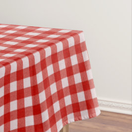 Toalha De Mesa Padrão Xadrez Branco e Vermelho | Xadrez de Algodã