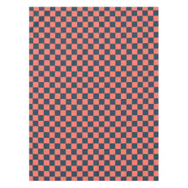 Toalha De Mesa Padrão xadrez coral e azul marinho