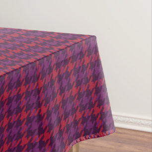 Toalha De Mesa Padrão xadrez dente de cão vermelho carmesim roxo