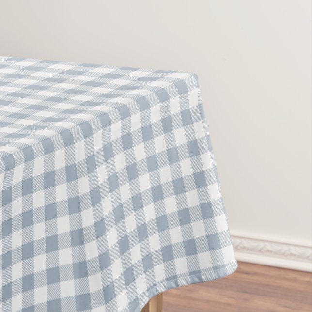 Toalha De Mesa Padrão Xadrez Gingham Azul Suave Branco (Posição Original)