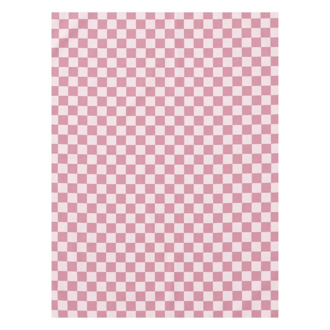 Toalha De Mesa Padrão xadrez rosa poeirado (Frente)