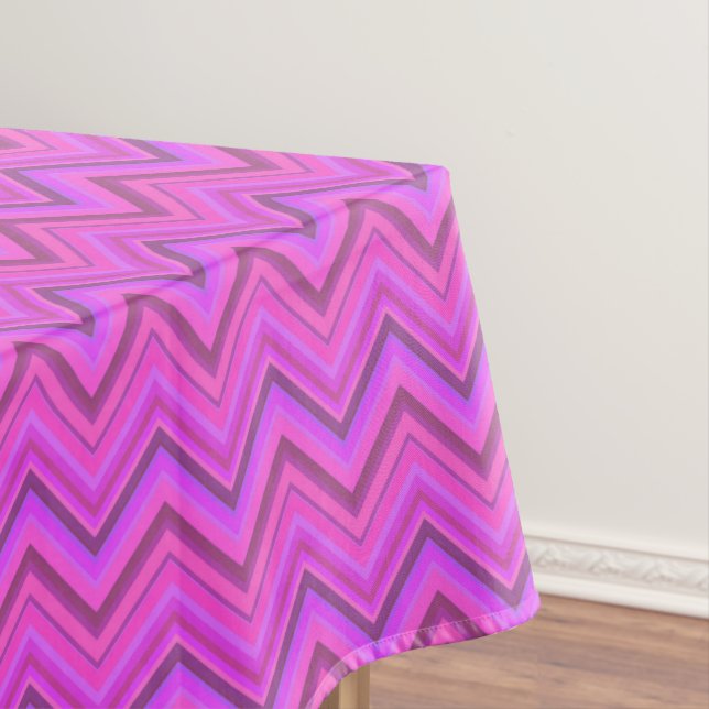 Toalha De Mesa Padrão zigzag de listras rosa (Posição Original)