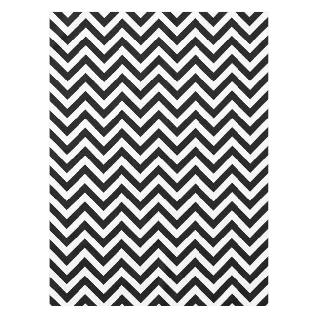 Toalha De Mesa Padrão ZigZag preto-e-branco Grande Chevron (Frente)