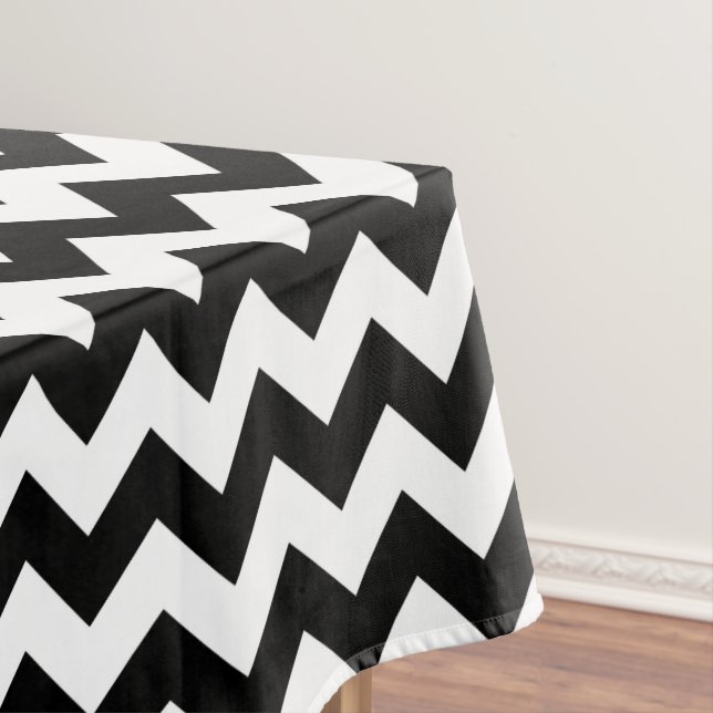 Toalha De Mesa Padrão Zigzag preto e branco, padrão Chevron (Posição Original)