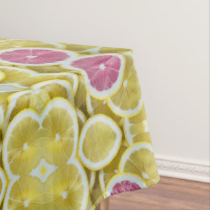 Toalha De Mesa Padrões de limão amarelo e rosa elegante