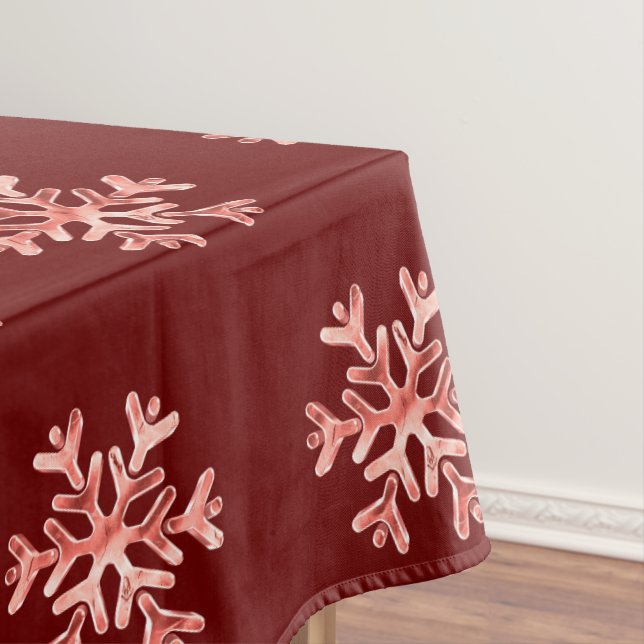 Toalha De Mesa Padrões de Neve de Natal Elegante Vermelho (Posição Original)