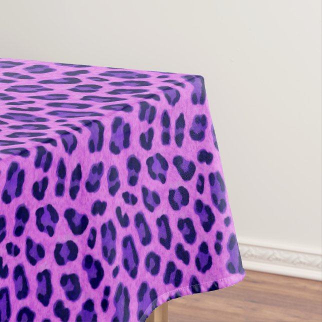Toalha De Mesa Padrões de pele de Leopardo Violeta Rosa (Posição Original)