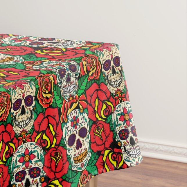 Toalha De Mesa Padrões de Skulls Florais (Posição Original)