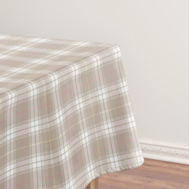 Toalha De Mesa Padrões de Xadrez de Tartan Rosa Branco bege Russo (Posição Original)
