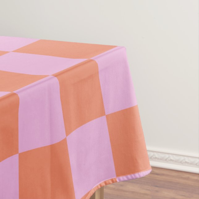 Toalha De Mesa Painel de Verificação Padrão Coral Pink (Posição Original)