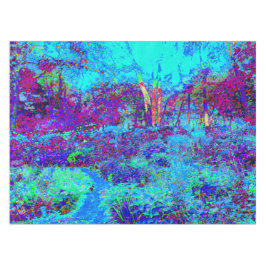 Toalha De Mesa Paisagem Psicodélica Impressionista de Jardim Azul
