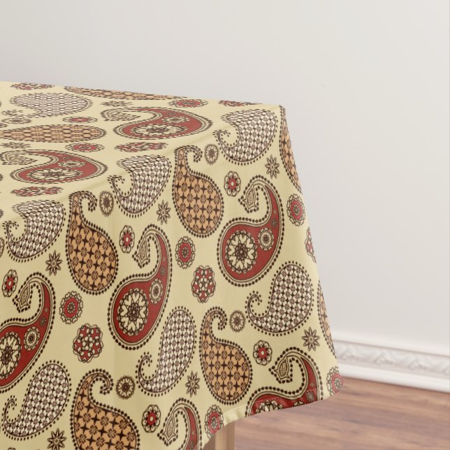 Toalha De Mesa Paisley, castanho, bronzeado e bege (Posição Original)