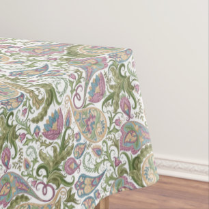 Toalha De Mesa Paisley Floral Multicolorido Verde Roxo