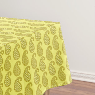 Toalha De Mesa Paisley, mostarda e amarelo pálido