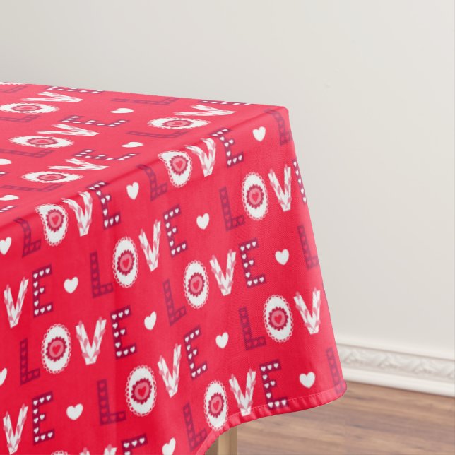 Toalha De Mesa Palavras Vermelhas Decorativas (Posição Original)