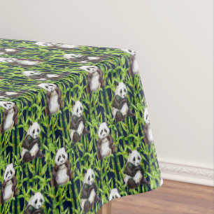 Toalha De Mesa Panda com teste padrão de bambu da aguarela