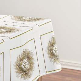 Toalha De Mesa Pano de mesa Dourado do Feliz Natal da grinalda