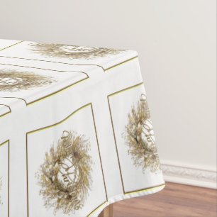 Toalha De Mesa Pano de mesa Dourado do Feliz Natal da grinalda