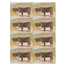 Pano de mesa feito sob encomenda de "vacas Brown