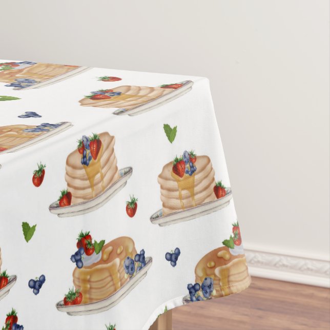 Toalha De Mesa Panquecas Aquarela Frutas Vermelhas Café da Manhã  (Posição Original)